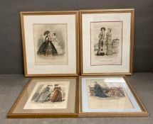 A set of four fashion prints