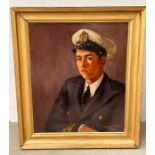 Oil painting of a Navy Officer signed lower right Max E Clart 1992