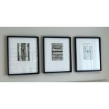 Three Linear surface etchings Limited Edition and signed lower right
