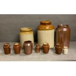 A selection of salt glaze pots