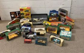 A large selection of model cars to include Corgi Vanguards and a Franklin Mint Jaguar SS-100