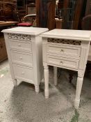 Two white painted bedside tables