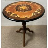 A pedestal inlaid satin wood table (H63cm Dia48cm)