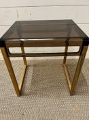 A smoked perspex and brass style Mid Century side table 38cm x 33cm x 44cm