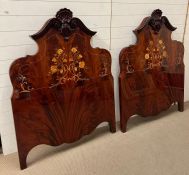 Two single satin wood inlaid headboards