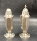 Silver salt and pepper pot, hallmarked for Sheffield 1932, makers mark for Sydney Hall & Co