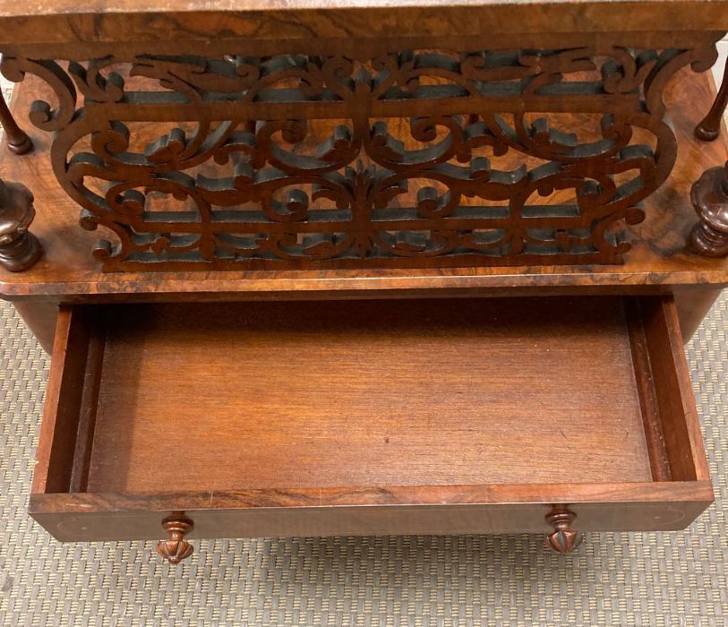 A walnut canterbury with lower drawer (94cm x 39cm x 61cm) - Image 7 of 7