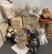 Seven Steiff bears with various ear tags and limited editions