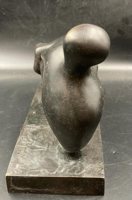 A reclining abstract bronze figure, signed Henry Moore - Image 5 of 5