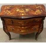 An inlaid satin wood mounted commode with splayed legs (H69cm W80cm D40cm)