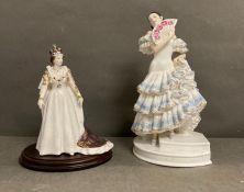 Two Royal Worcester figures Queen Elizabeth II and Maria