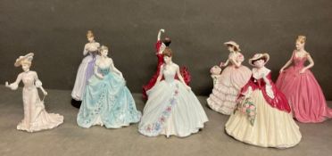 A selection of eight Coalport fine porcelain figures to include "The Dream Unfolds"
