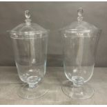 Two LSA bonbon jars with flared shaped dome lid