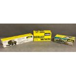 Three Solido diecast vehicles235 SIMCA-UNIC 4x4 avec canon de 105, 214 Berliet "aurochs", 227 AMX