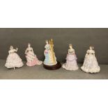 A selection of Royal Worcester figures to include The Last Waltz, A royal presentation, a