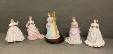 A selection of Royal Worcester figures to include The Last Waltz, A royal presentation, a