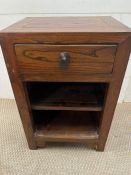 A hardwood side cabinet with drawer and shelf under (H60cm W40cm D32cm)