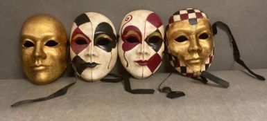 A selection of four Alberto Sarria Venetian masks
