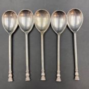 A set of five silver teaspoons, hallmarked for London, makers mark DF (Approximate total weight