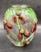An encased crystal glass vase with floral design 13cm.