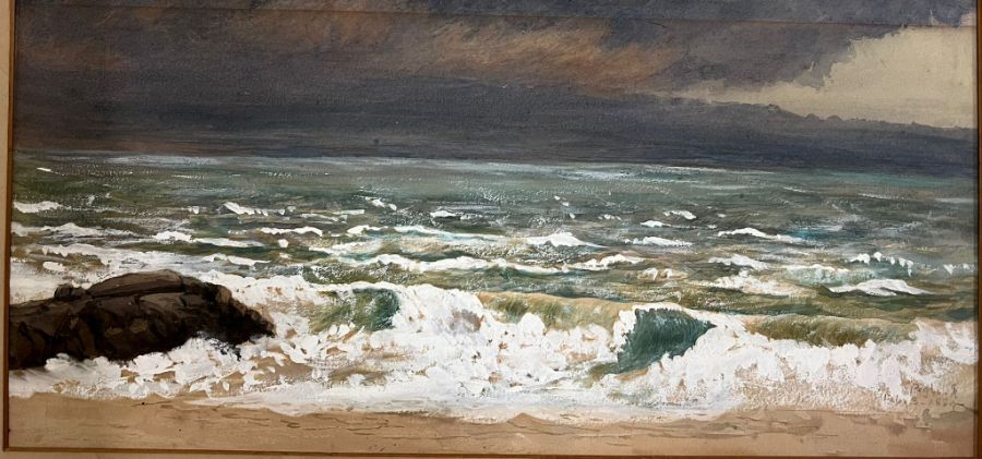 Two unframed watercolours both seascapes one signed Pegli 1889 the other by and unknown artist. - Image 4 of 4