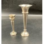 Two hallmarked silver single stem vases