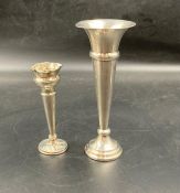 Two hallmarked silver single stem vases