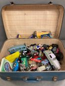 A mixed selection of vintage model cars, aeroplanes and other toy ephemera