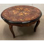 An inlaid satin wood circular table (H52cm Dia90cm)