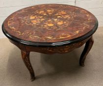 An inlaid satin wood circular table (H52cm Dia90cm)