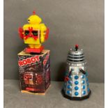 A Vintage Tomy Dalek and an additional Robot toy