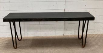 An industrial style bench on hair pin legs (H47cm W120cm D30cm)