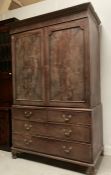A large mahogany linen press with two over three drawers AF (200cm x 60cm x 126cm) All proceeds from