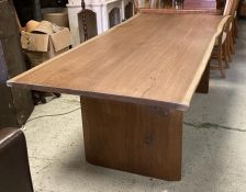 A bespoke single piece oak contemporary dining table 76 H x 99 W x 221cm L