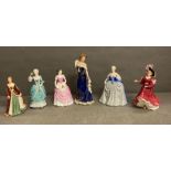 A selection of six fine china figures to include Royal Doulton