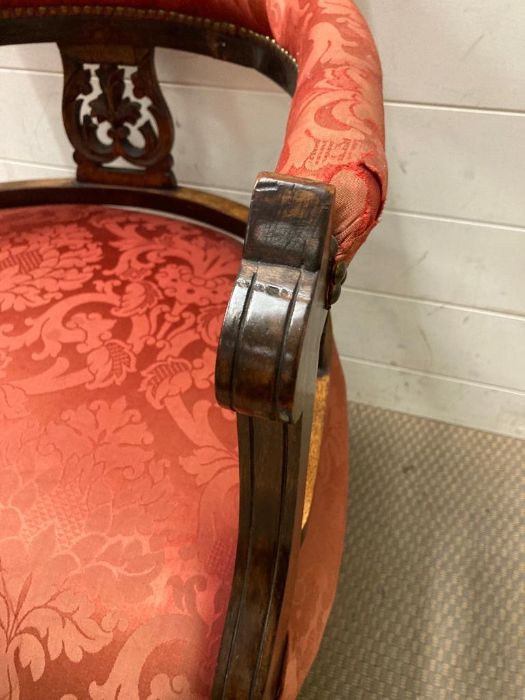 A Victorian style upholstered tub chair on castors - Image 2 of 2