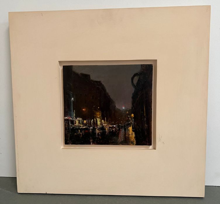 5 Gipstrasse Night (Berlin) by Andrew Gifford, oil on panel, signed bottom right (The Proceeds