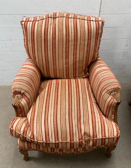 A Pair of Louis style chairs in a striped fabric - Image 4 of 4