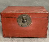 A red Oriental style lacquer box (H21cm W33cm D22cm)