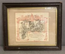 A framed honourable discharge certificate given to Pte Albert Garwood The Queens Royal West Surrey