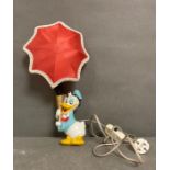 A Vintage Donald Duck wall lamp with fabric umbrella made in the USSR
