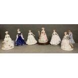 A selection of six Royal Worcester figures "Lauren, The Tryst, Poetry, Sweetest Valentine, Belle