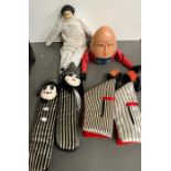 A selection of puppets and dolls along with a humpty dumpty