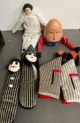 A selection of puppets and dolls along with a humpty dumpty
