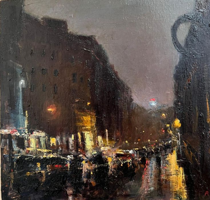 5 Gipstrasse Night (Berlin) by Andrew Gifford, oil on panel, signed bottom right (The Proceeds - Image 8 of 8