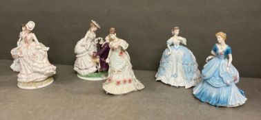 A selection of six Royal Worcester china figures to include: The Proposal, Song of Spring, Night
