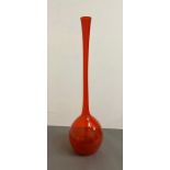 A fluted long neck orange glass bottle (H85cm)