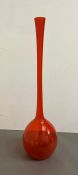 A fluted long neck orange glass bottle (H85cm)