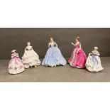A selection of five Royal Worcester china figurines "Sweet Aneymone, Sweet Forget me Not, Amelia,