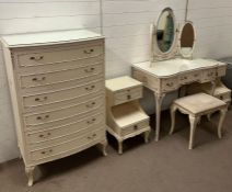 A Louis style bedroom suite, bedsides, dressing table and chest of drawers